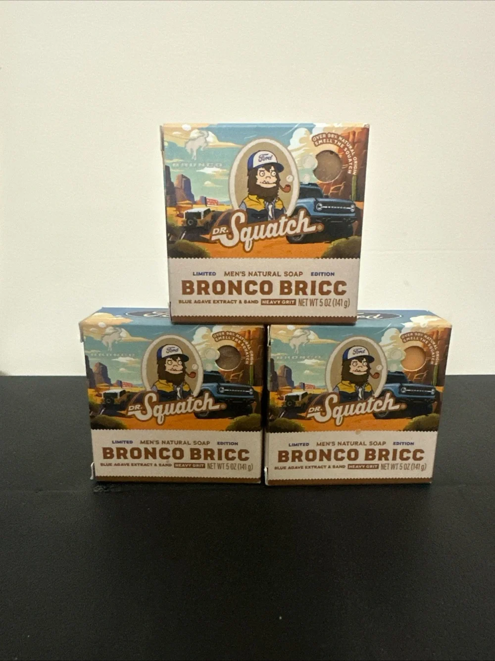 Lot of 3 Dr. Squatch Bronco Bricc Men's Natural Soap - Brown & Tan